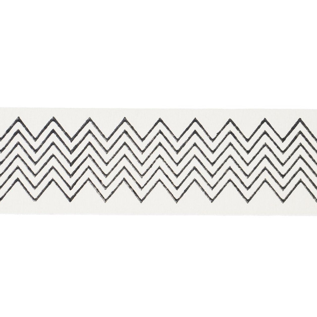 Schumacher Trim Leora Hand Blocked Tape Narrow Charcoal 181381 Jacaranda 2.75" - My Fabric Connection -