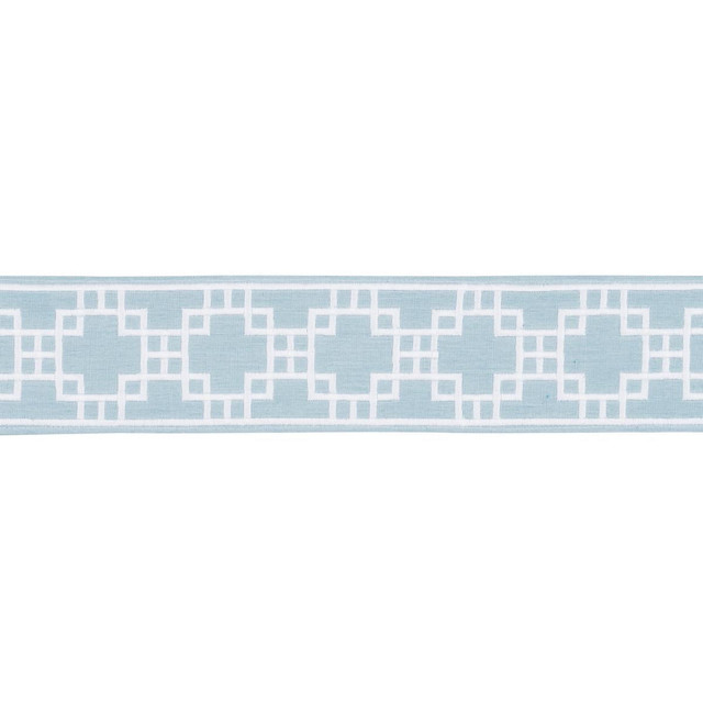 Schumacher Trim Squared Away Trellis Tape Sky 83591 Statement Trims 3.12" - My Fabric Connection - Schumacher Trim Squared Away Trellis Tape Sky 83591 Statement Trims 3.12" - My Fabric Connection -