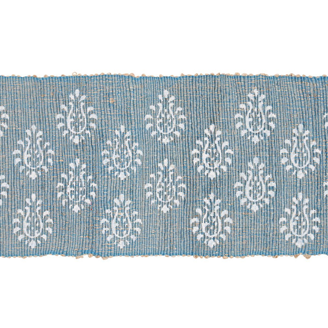 Schumacher Trim Leila Hand Block Matka Tape Chambray 82132 Bohemia 1.88" - My Fabric Connection - Schumacher Trim Leila Hand Block Matka Tape Chambray 82132 Bohemia 1.88" - My Fabric Connection -