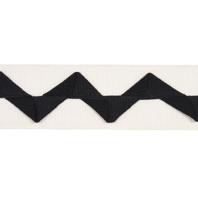 Schumacher Trim Lazare Appliqu Tape Black On Ivory 82243 New Traditional: Provenal 2.0" - My Fabric Connection - Schumacher Trim Lazare Appliqu Tape Black On Ivory 82243 New Traditional: Provenal 2.0" - My Fabric Connection -