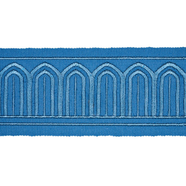 Schumacher Trim Arches Embroidered Tape Medium Teal 81151 Miles Redd 1.8" - My Fabric Connection - Schumacher Trim Arches Embroidered Tape Medium Teal 81151 Miles Redd 1.8" - My Fabric Connection -