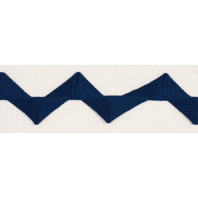 Schumacher Trim Lazare Appliqu Tape Navy On Ivory 82241 New Traditional: Provenal 2.0" - My Fabric Connection -