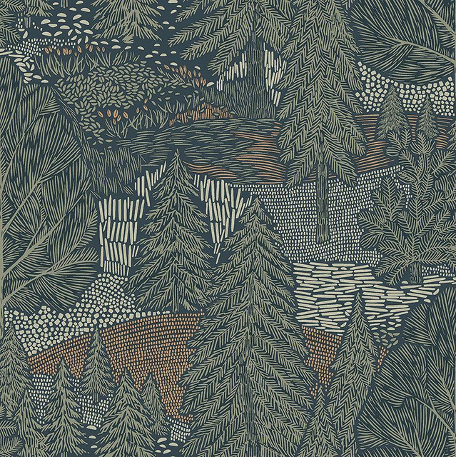 Schumacher Wallpaper Northern Forest Spruce 4701 A Country Life 20.88" - My Fabric Connection -