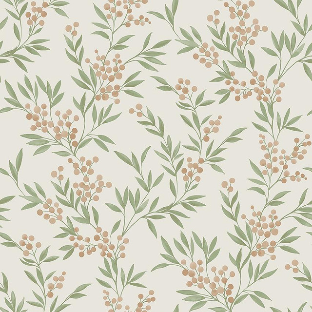 Schumacher Wallpaper Forest Berries Leaf And Stone 4714 A Country Life 20.88" - My Fabric Connection -