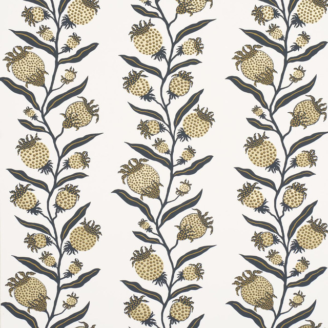 Schumacher Wallpaper Thistle Vine Black & Gold 5015481 Marian Mcevoy 9.0" - My Fabric Connection - Schumacher Wallpaper Thistle Vine Black & Gold 5015481 Marian Mcevoy 9.0" - My Fabric Connection -