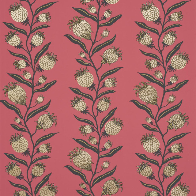 Schumacher Wallpaper Thistle Vine Red & Gold 5015480 Marian Mcevoy 9.0" - My Fabric Connection - Schumacher Wallpaper Thistle Vine Red & Gold 5015480 Marian Mcevoy 9.0" - My Fabric Connection -