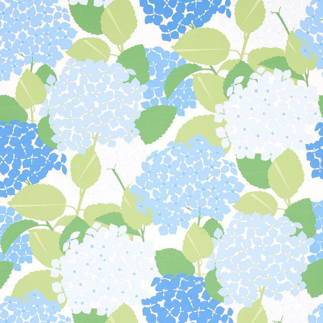 Schumacher Wallpaper Hydrangea Porcelain 5013630 Full Bloom 27.0" - My Fabric Connection - Schumacher Wallpaper Hydrangea Porcelain 5013630 Full Bloom 27.0" - My Fabric Connection -