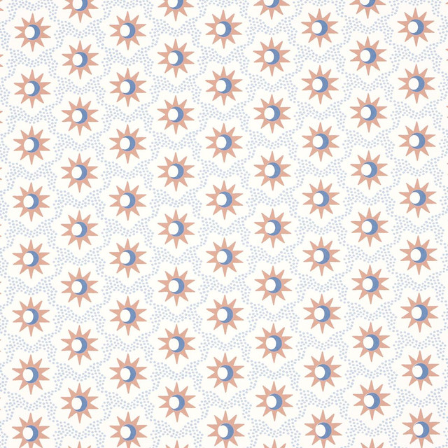Schumacher Wallpaper Lucie Clay & Blue 5015761 Domino Effect 3.88" - My Fabric Connection -