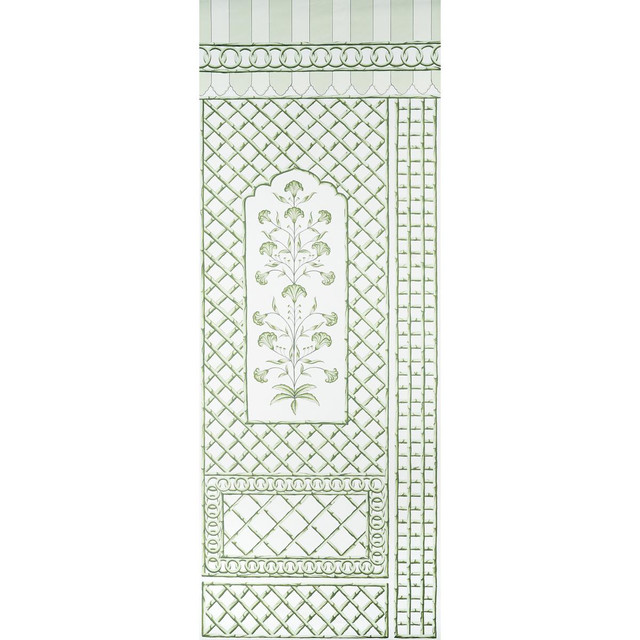 Schumacher Wallpaper Bamboo Trellis Panel A Green 5014390 Marie-Anne Oudejans 54.5" - My Fabric Connection -