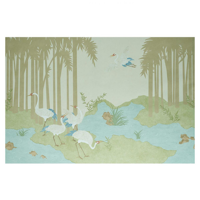 Schumacher Wallpaper Yashinoki Crane Willow 5011701 Yashinoki Crane 216.0" - My Fabric Connection -
