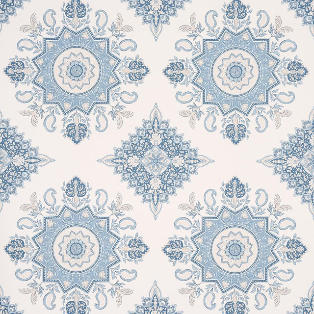 Schumacher Wallpaper Montecito Medallion China Blue 5014362 Mark D. Sikes 27.0" - My Fabric Connection - Schumacher Wallpaper Montecito Medallion China Blue 5014362 Mark D. Sikes 27.0" - My Fabric Connection -