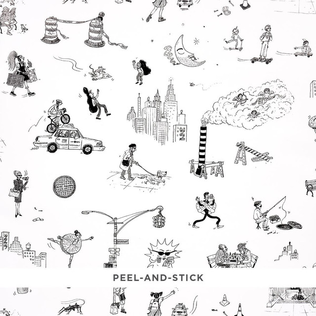 Schumacher Wallpaper Joana Avillez'S Street Scenes Black & White 5016171 The New Yorker 27.0" - My Fabric Connection -
