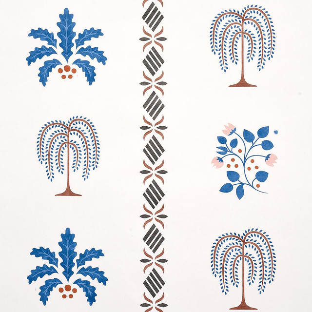 Schumacher Wallpaper Willard House Stencil Blue 5014840 New Americana 54.0" - My Fabric Connection - Schumacher Wallpaper Willard House Stencil Blue 5014840 New Americana 54.0" - My Fabric Connection -