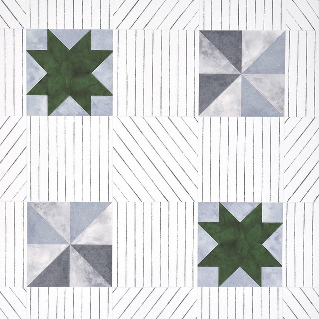 Schumacher Wallpaper Alexander Dutch Green & Slate 5014552 Backdrop 27.0" - My Fabric Connection -