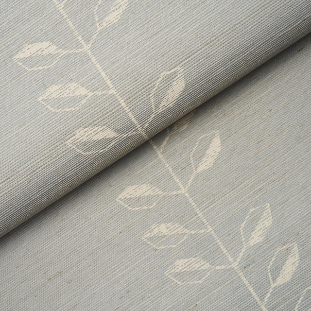 Schumacher Wallpaper Geo Leaf Sisal Mineral & Ivory 5016702 Textured & Woven Wallcoverings 11.38" - My Fabric Connection - Schumacher Wallpaper Geo Leaf Sisal Mineral & Ivory 5016702 Textured & Woven Wallcoverings 11.38" - My Fabric Connection -
