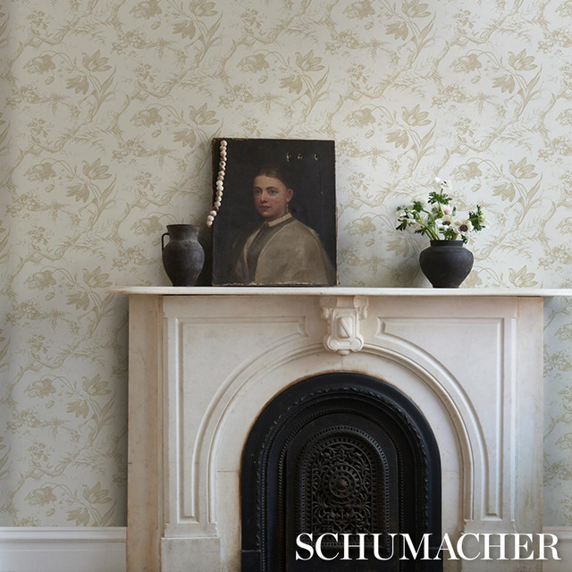 Schumacher Wallpaper Toile De Fleurs Birch 5009125 Perennial Favorites 13.5" - My Fabric Connection - Schumacher Wallpaper Toile De Fleurs Birch 5009125 Perennial Favorites 13.5" - My Fabric Connection -