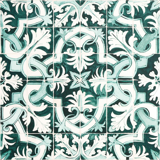 Schumacher Wallpaper Azulejos Emerald 5015121 Mary Mcdonald 27.0" - My Fabric Connection - Schumacher Wallpaper Azulejos Emerald 5015121 Mary Mcdonald 27.0" - My Fabric Connection -