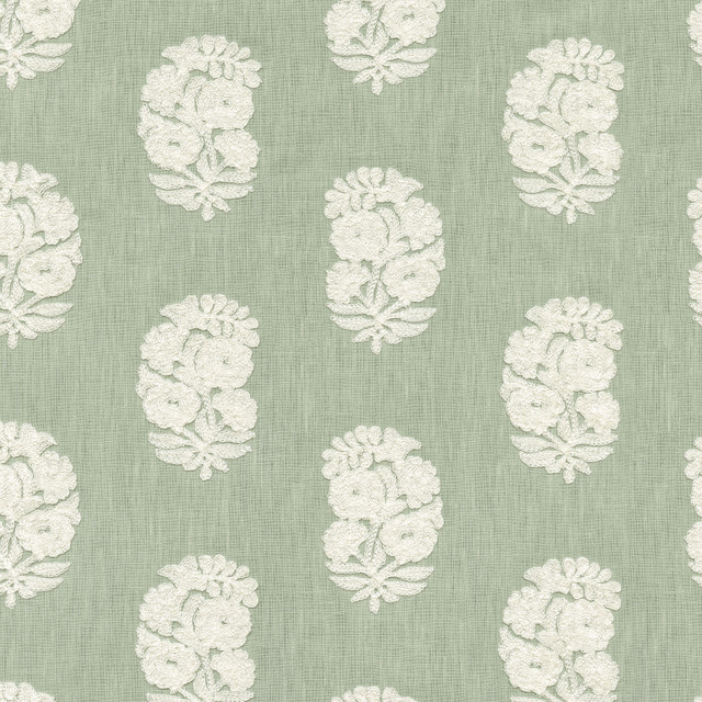 P/K Lifestyles Fabric Bodhi Emb Mist - Base: 52% polyester, 48% cotton EMB: 50% cotton, 50% rayon India 29000 Horizontal: 6.75 and Vertical: 4.75 54 - My Fabric Connection -