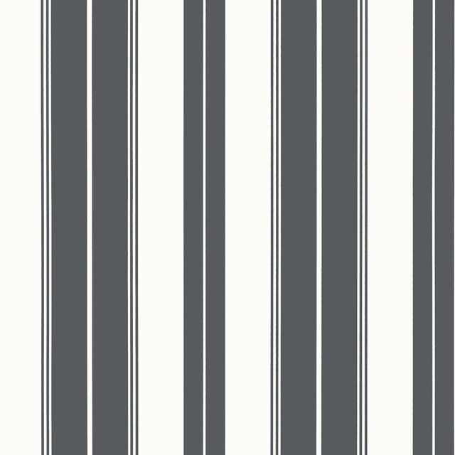 Thibaut Wallpaper Norfolk Stripe Charcoal Black T44050 Wallpaper Non Woven Wallpaper U.S.A </p><p>Repeat: H: , V: 27  in  (68.58  cm) - My Fabric Connection -