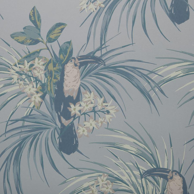 1838 Wallcoverings Wallpaper Le Toucan (Wp) # 01 Pale Blue ELODIE STRAIGHT PASTE THE WALL UNITED KINGDOM V-25.5" 20.5"X11YD - My Fabric Connection -