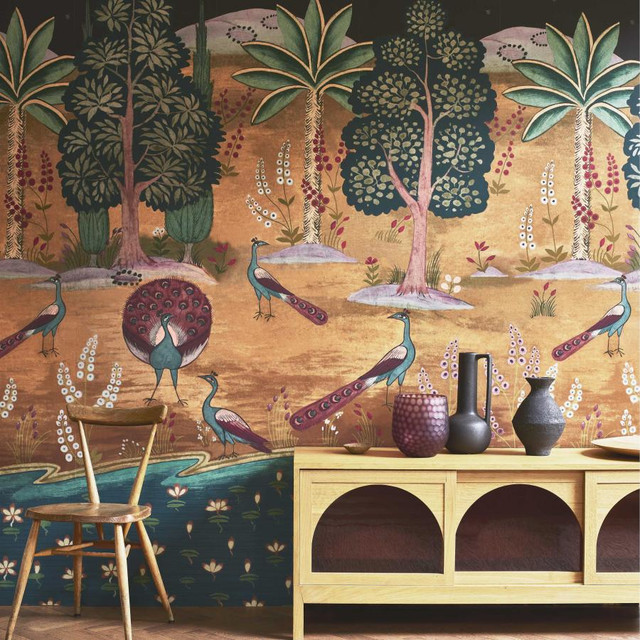 1838 Wallcoverings Wallpaper Garland Of Ragini (Wp) # 02 Night V&A Decorative Papers Ii STRAIGHT PASTE THE WALL UNITED KINGDOM V-118"H-81.9" 20.5"X13.7YD - My Fabric Connection -