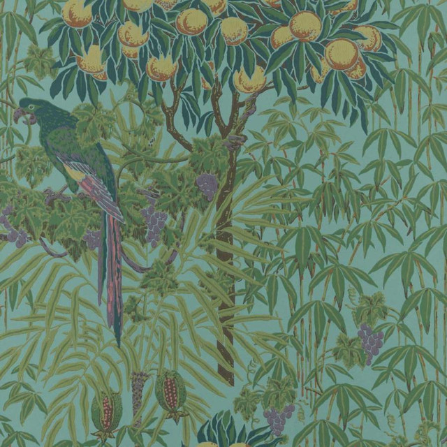 1838 Wallcoverings Wallpaper Macaw (Wp) # 04 Teal V&A DECORATIVE PAPERS HALF DROP PASTE THE WALL UNITED KINGDOM V-25" 20.5"X11YD - My Fabric Connection - 1838 Wallcoverings Wallpaper Macaw (Wp) # 04 Teal V&A DECORATIVE PAPERS HALF DROP PASTE THE WALL UNITED KINGDOM V-25" 20.5"X11YD - My Fabric Connection -