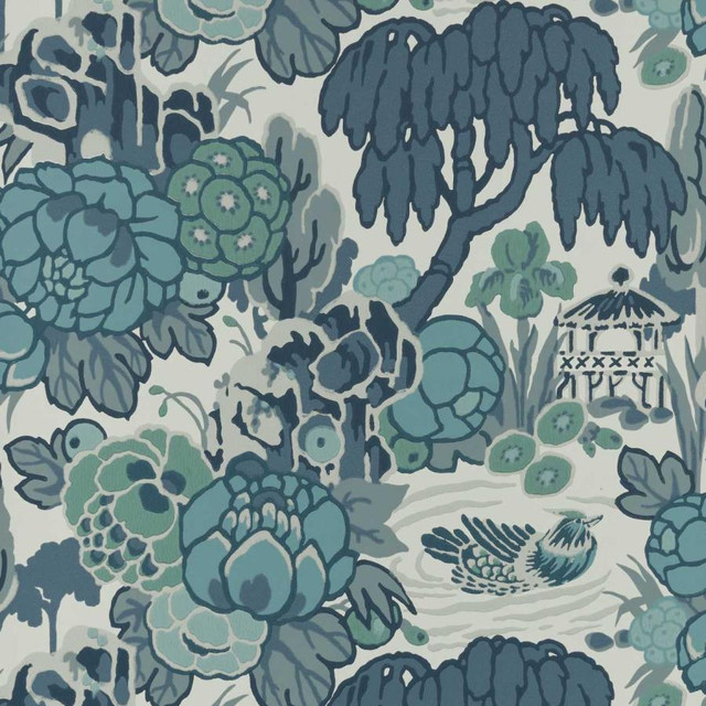 1838 Wallcoverings Wallpaper Mandarin Garden (Wp) # 01 Mist V&A DECORATIVE PAPERS HALF DROP PASTE THE WALL UNITED KINGDOM V-18" 20.5"X11YD - My Fabric Connection - 1838 Wallcoverings Wallpaper Mandarin Garden (Wp) # 01 Mist V&A DECORATIVE PAPERS HALF DROP PASTE THE WALL UNITED KINGDOM V-18" 20.5"X11YD - My Fabric Connection -