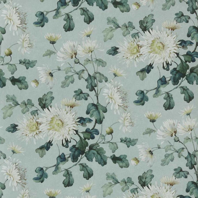 1838 Wallcoverings Wallpaper Charlotte (Wp) # 02 Teal V&A Decorative Papers Iii STRAIGHT PASTE THE WALL UNITED KINGDOM V-15.75" 20.5"X11YD - My Fabric Connection -