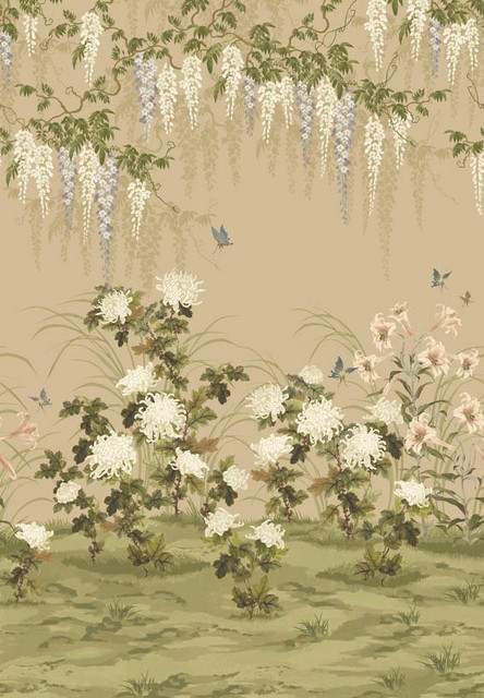 1838 Wallcoverings Wallpaper Wisteria Bloom (Wp) # 01 Alabaster V&A Decorative Papers Iii STRAIGHT PASTE THE WALL UNITED KINGDOM V-118" H-82" 20.5"X13.7YD - My Fabric Connection -
