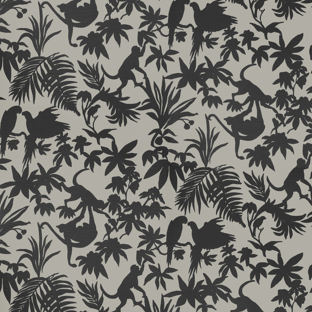 Thibaut Wallpaper St. Kitts Black and Tan T15861  Wallpaper Paper Backed Vinyl Wallpaper  U.S.A </p><p>Repeat: H: , V: 36  (91.44 cm) 27 in  (68.58 cm) - My Fabric Connection -