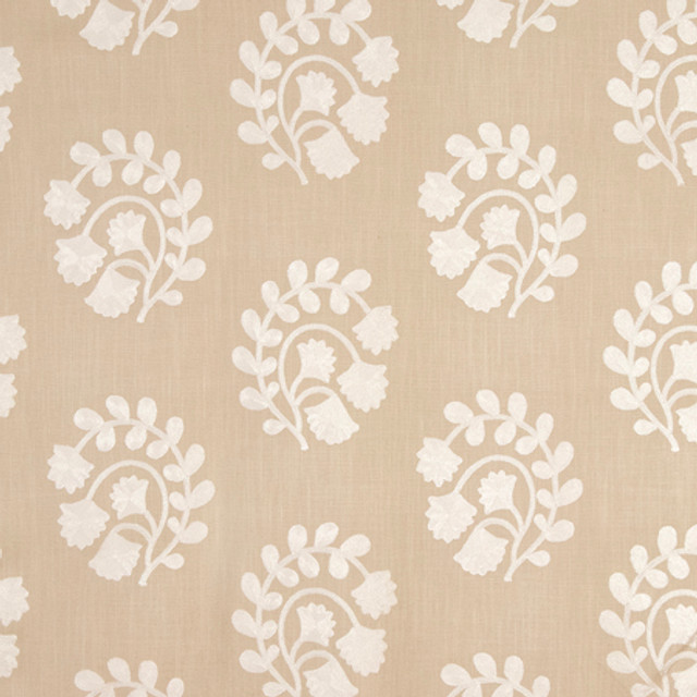 Carole Fabric Giant Leap Sand Earthbound Base: 50% Cotton, 35% Viscose, 15% Linen Embr: 50% Cotton, 50% Viscose N/A 9 1/2" V, 13 1/2" H 53" - My Fabric Connection - Carole Fabric Giant Leap Sand Earthbound Base: 50% Cotton, 35% Viscose, 15% Linen Embr: 50% Cotton, 50% Viscose N/A 9 1/2" V, 13 1/2" H 53" - My Fabric Connection -