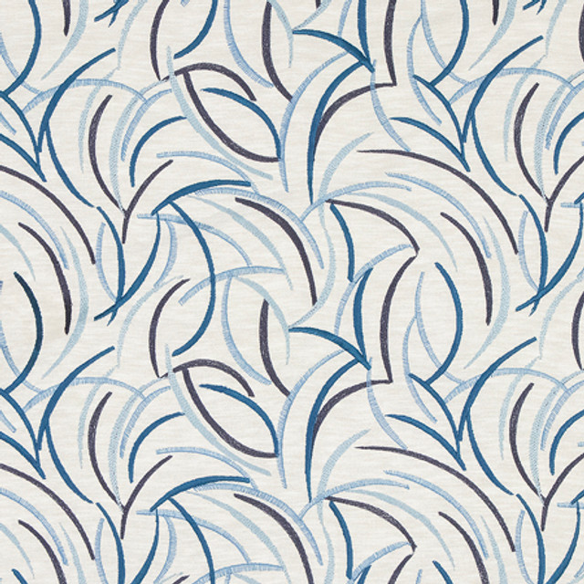 Carole Fabric Social Affair Ultramarine Making Waves Base: 72% Polyester, 28% Cotton Embr: 100% Viscose N/A 9 1/2" V, 13 3/8" H 52" - My Fabric Connection - Carole Fabric Social Affair Ultramarine Making Waves Base: 72% Polyester, 28% Cotton Embr: 100% Viscose N/A 9 1/2" V, 13 3/8" H 52" - My Fabric Connection -