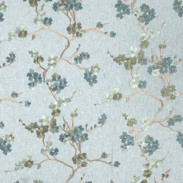 Carole Fabric To Be Better Seaglass Making Waves Base: 73% Polyester, 27% Cotton Embr: 100% Rayon 15,000 Wyzenbeek Double Rubs 18 3/4" V, 13" HD 51" - My Fabric Connection -