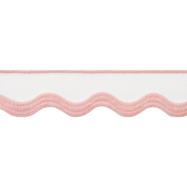 Thibaut Trim Wave Tape Blush on White E12329 Trim 90% Linen, 10% Polyester U.S.A </p><p>Repeat: H: , V: 2.12 in (5.38 cm) - My Fabric Connection - Thibaut Trim Wave Tape Blush on White E12329 Trim 90% Linen, 10% Polyester U.S.A </p><p>Repeat: H: , V: 2.12 in (5.38 cm) - My Fabric Connection -