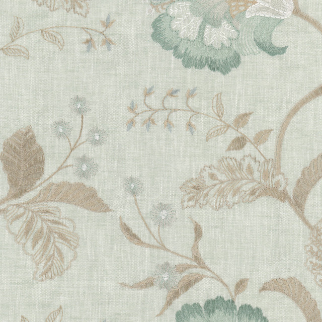 Stout Fabric Cleopatra 4 Mist Fabric 77%Pol 23%Cot %Remb India Flame Retardant-U.F.A.C. Class 1 Catb 117-2013 </p><p>Repeat: H: 26, V: 4.75 51 in - My Fabric Connection -