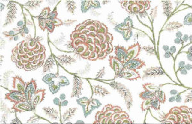 Norbar Fabric Malaysia Coral Aqua ROMANCE 100% COTTON SPAIN 17"V 18"H 55" - My Fabric Connection - Norbar Fabric Malaysia Coral Aqua ROMANCE 100% COTTON SPAIN 17"V 18"H 55" - My Fabric Connection -