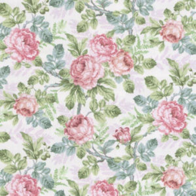Norbar Fabric Martinique Green Pink ROMANCE 100% COTTON INDIA 17 3/4"V 36"H 55 - My Fabric Connection - Norbar Fabric Martinique Green Pink ROMANCE 100% COTTON INDIA 17 3/4"V 36"H 55 - My Fabric Connection -