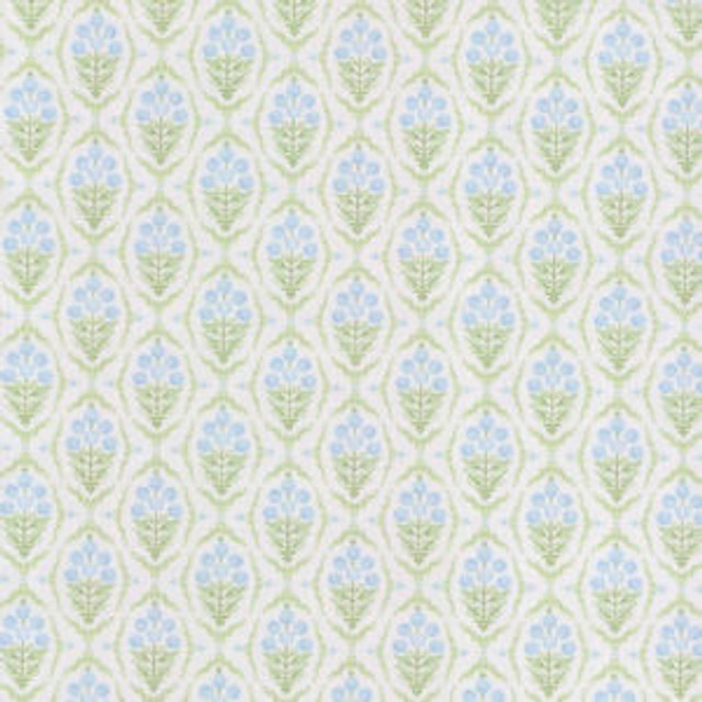 Norbar Fabric Odell Blue Green ROMANCE 100% COTTON INDIA 4 3/8"V 4 1/2"H 55" - My Fabric Connection -