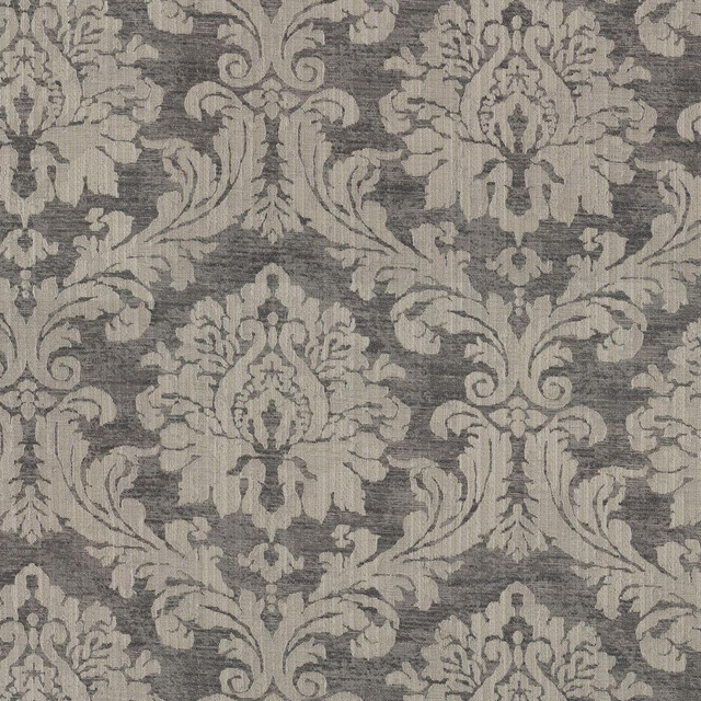 RM CoCo Fabric Essex Damask Smoke Gemstones II White Sapphire to Gray Moonstone 66% Polyester 34% Cotton See Sample 15000 Horizontal: 13.66 and Vertical: 17 55 - My Fabric Connection -