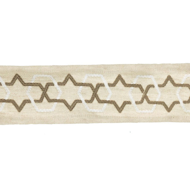 RM CoCo Trim BD116 3" Border Travertine Artisano Collection Trim Book Base: 100% Linen Embroidery: 100% Polyester See Sample 0 Horizontal: 3 and Vertical: 2.6 3 - My Fabric Connection -