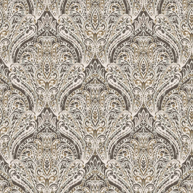 RM CoCo Fabric Marrakech Damask Latte Painter's Palette Titanium White To Lamp Black See Sample 0 Horizontal: 13.5 and Vertical: 13.5 0 - My Fabric Connection -