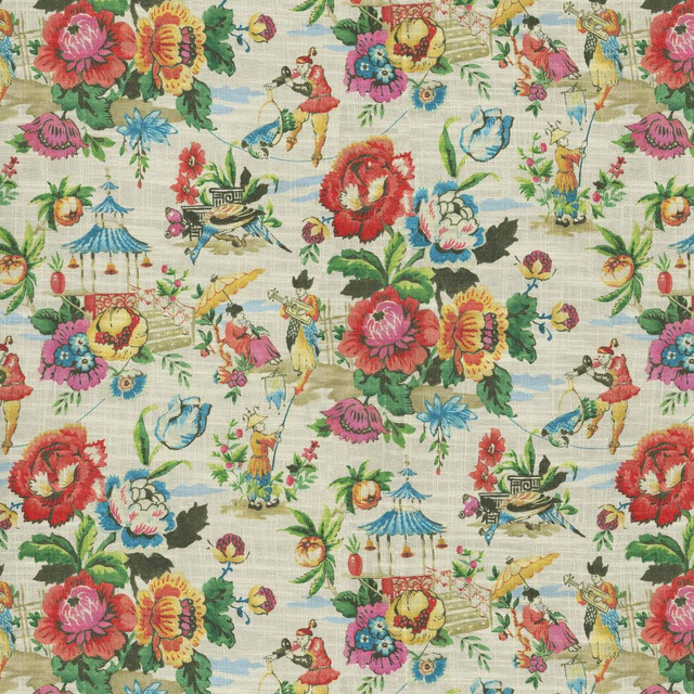 RM CoCo Fabric Imperial Garden Technicolor Painter's Palette Cadmium Orange to Purple Lake 75% Cotton 25% Linen See Sample 27000 Horizontal: 13.5 and Vertical: 25.25 54 - My Fabric Connection -