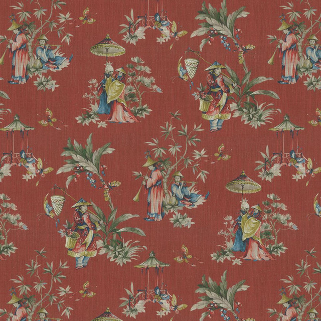 RM CoCo Fabric Ming Garden Cherry Vanilla Painter's Palette Cadmium Orange to Purple Lake 92% Polyester 8% Linen See Sample 0 Horizontal: 25.39 and Vertical: 25.59 53.93 - My Fabric Connection -