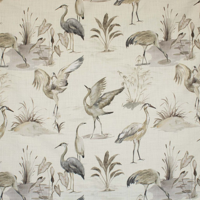 RM CoCo Fabric Dancing Cranes Bluestone Painter's Palette Titanium White To Lamp Black 100% Cotton See Sample 0 Horizontal: 27 and Vertical: 27 54 - My Fabric Connection -
