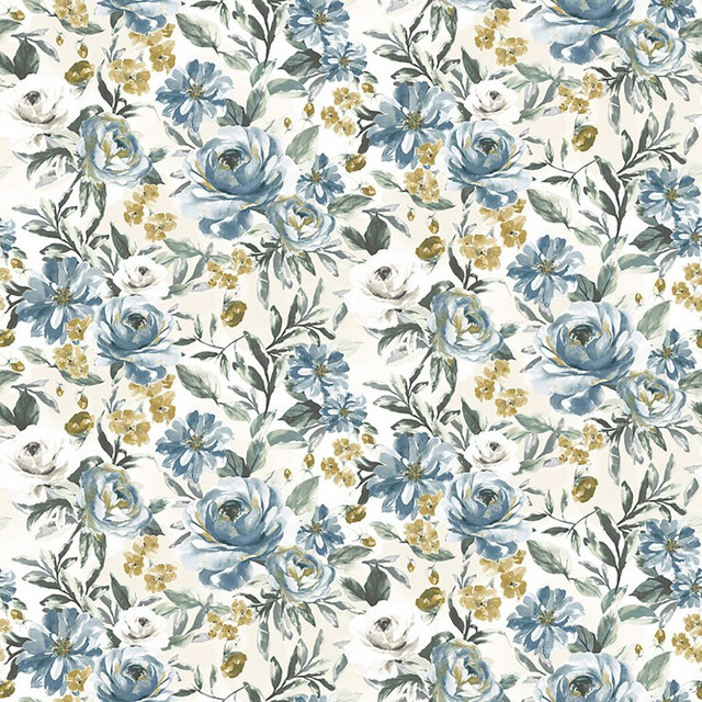 RM CoCo Fabric Kew Garden Misty Blue Suitemates 100% Polyester See Sample 0 Horizontal: 23.5 and Vertical: 55 55 - My Fabric Connection -