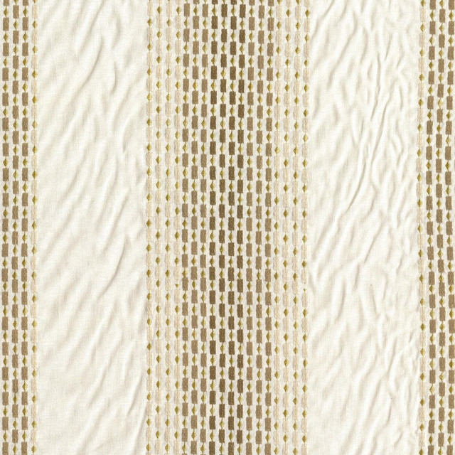 RM CoCo Fabric Spangle Stripe Burnished Gold Gemstones II Imperial Topaz to Tibetan Coral Base 70% Viscose 30% Linen Emb. 70% Spun Polyester 30% Viscose See Sample 0 Horizontal: 16.54 and Vertical: 0.98 54 - My Fabric Connection -
