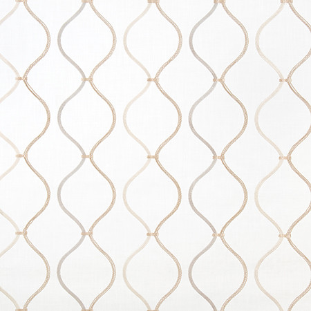 Carole Fabric Stroke Of Genius Light Gold Well Suited Base: 75% Cotton, 25% Polyester Embr: 100% Polyester 20,000 Wyzenbeek Double Rubs 6 1/2" V, 10 3/4" H 53.75*" - My Fabric Connection -