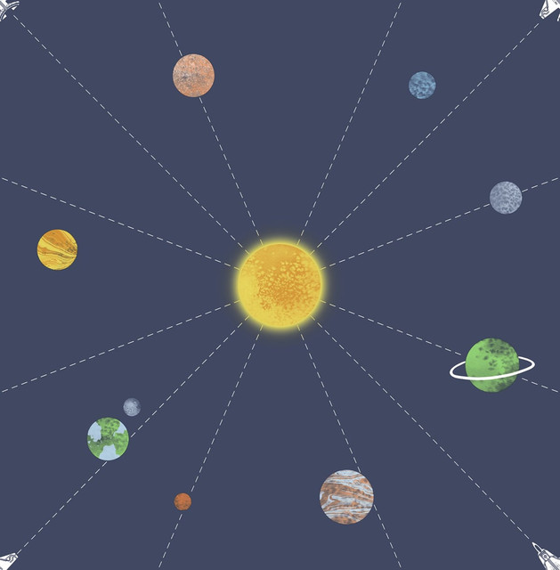 Seabrook Wallpaper Connecting Space Navy Day Dreamers  United States 56.12 20.87" 20.5"  - My Fabric Connection -