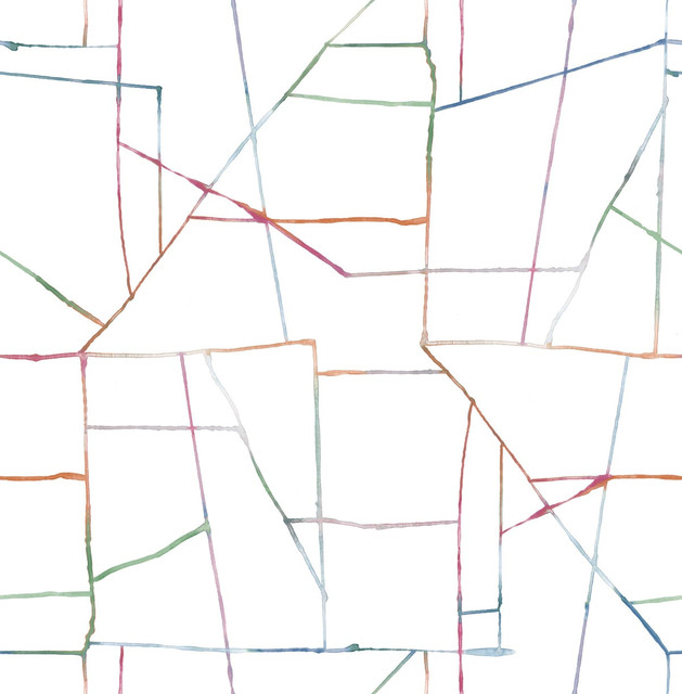 Seabrook Wallpaper Geo Creative Orange, Pink, and Green Day Dreamers  United States 56.12 20.87" 20.5"  - My Fabric Connection -