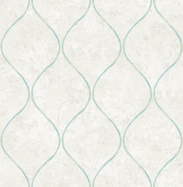 Seabrook Wallpaper Ogee Grey, Aqua, and Metallic Gold French Impressionist  United States 56.12 20.87" 20.5"  - My Fabric Connection -